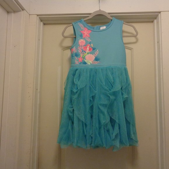 DISNEY BEAUTIFUL BLUE FLUFF LITTLE MERMAID DRESS 7/8 GIRLS - Picture 3 of 5